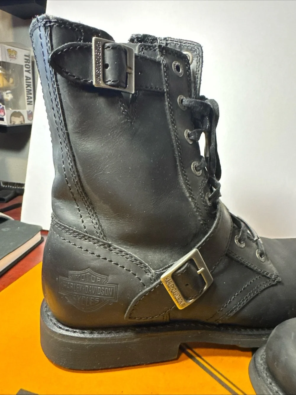 Harley Davidson D95264 Mens 11M Black Leather Riding Boots Lace Buckle Side Zip
